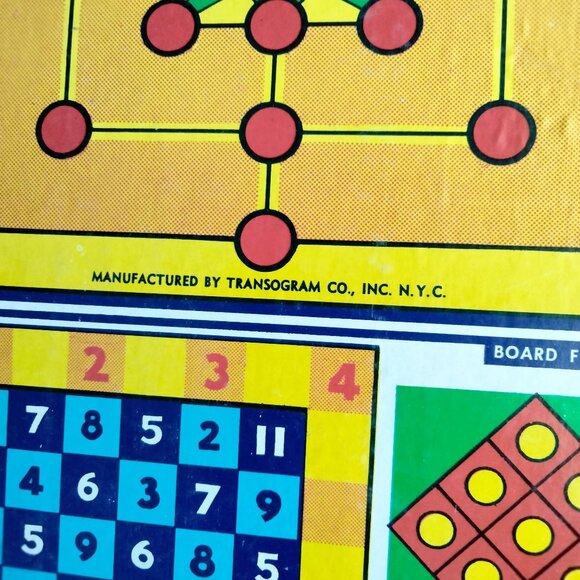 Transogram 9 Men Morris Checkers Game Board Card 2 Sided Vintage 1955 - Picture 4 of 9